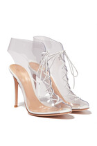 HELMUT PLEXI AND LTHR LACE UP ANKLE BOOTIE 105MM:White :38